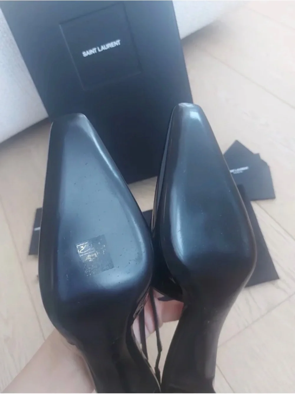 SAINT LAURENT
Blade 60 Patent Leather Slingback Pumps size 391/2 - Picture 4 of 12